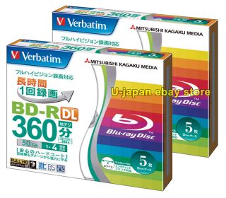 10 Verbatim 3D Blu Ray Disc Dual Layer Blueray 50 GB BD R DL 4X Speed 