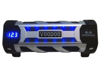 Voodoo Car Audio 5 Farad Digital Power Capacitor Blue Digital Voltage 