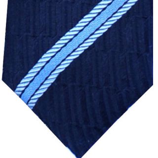 100 New Battisti Napoli Tie Navy Blue Sky Blue Stripes