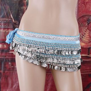 Belly Dance Waist Skirt Link Golden Sequins Beads H2639