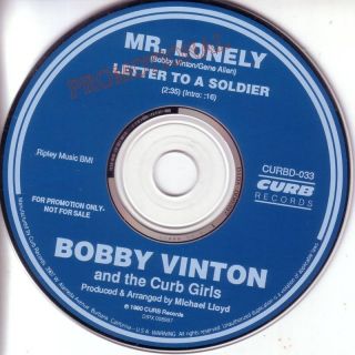 Bobby Vinton Mr Lonely Letter to A Soldier Promo CD DJ
