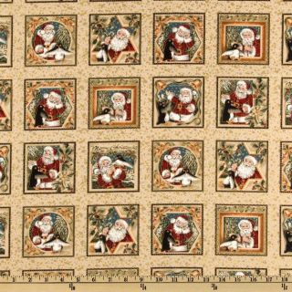 Blue Hill Victorian Christmas Fabric Postcard Panel 2