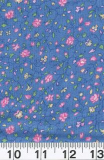   Fabric Concord Floral Country Calico Blue Pink Yellow Green