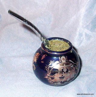 Mate and Bombilla Ceramic for Drinking Yerba Mate Tea