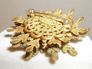 Miriam Haskell Signed Wired Seed Pearls Gilt Brooch Pin