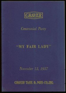 Graver Tank Centennial My Fair Lady Program Shubert Theatre Chicago 