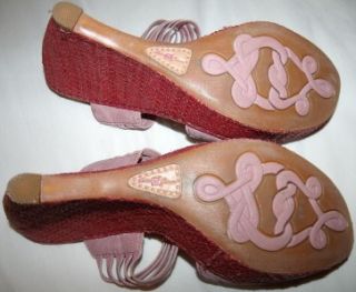 New Pink BORN CROWN Leather Sandals Wedge Heel Shoes 10 Comfy