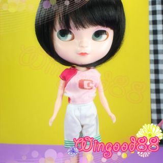12 Blythe Doll Hair Wig Short Bob Black Color Japanese