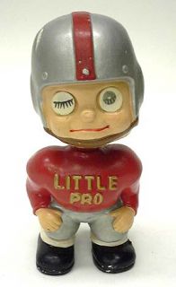 Vintage Nodder Bobble Head Little Pro Football Player Toy Blinking 
