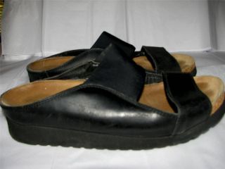 Eclipse Walking Sandals Black Leather Stretch Fabric Size 37 USA Fit 6 