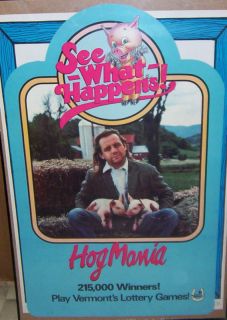 1980s VT Vermont Lottery POSTER with Larry of Bob Newhart Show