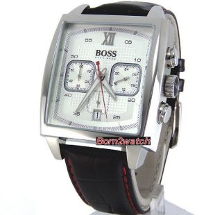 Hugo Boss Men Chronograph Date Solid Steel Leather Strap 1512734 
