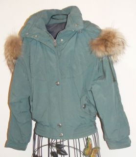 Womens Bogner Ski Parka Jacket, Size 8, Hood, Racoon Fur Trim