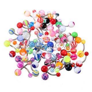   Button Navel Rings Acrylic Bar Barbell Body Piercing Jewelry