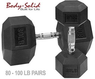 Body Solid Rubber Coated Hex Dumbbells 80 100 SDRS900