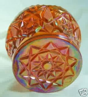 Diamond Finger Bowl Tangerine Carnival Glass Mosser