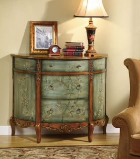 Accent Cabinet Off White Bombe Chest French Script Pattern