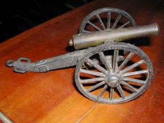  Early Cast Iron Brass Toy Cannon