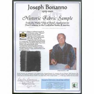 Framed Sweater Swatch Joseph Bonanno Mafia Godfather with COA