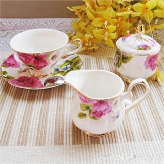 ceramic bone china tea,coffee set(15P),cup,pot,golden flower 0006