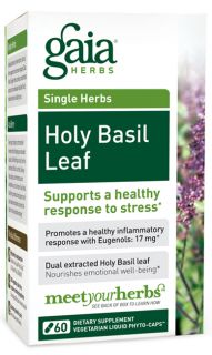 Gaia Herbs Holy Basil Leaf Stress Health 60 VEG Caps