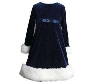 Bonnie Jean Blue Santa Christmas Dress Size 6X Boutique Holiday 