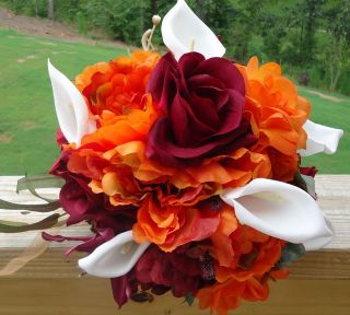 Wedding Bouquet Boutonniere Corsage Flower Fall Them Dark Red Orange 