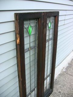   Antique Leaded Stained Glass Windows Bookcase Doors 45 by 13