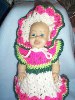  Syndee Baby Doll with Water Melon Dress BONNET14" Tall