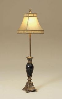 Maitland Smith Pair Brass Body Black Marble Vase Lamp