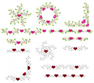 Heart Pip Borders Embroidery Designs