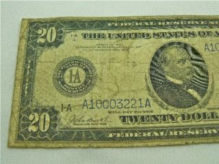   Dollar Large Bill Blue Seal Federal Reserve of Boston Fair Cond