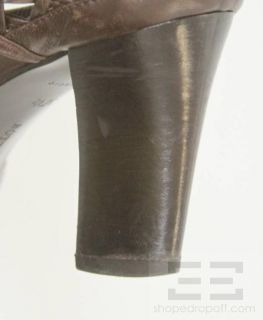 BOTTEGA VENETA Brown Lattice Woven Leather Stacked Heel Sandals Size 