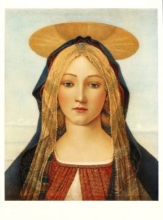Botticelli Vintage 1930s Rinascimento Print Head of Virgin Mary 