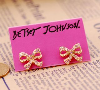  Betsey Johnson Crystal Bow Earrings E031