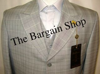New Phat Farm Premium Gray Check Vested 3pc Suit Suits