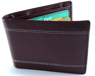 Genuine Just Leather Mens Wallet Card Holder Maroon 052