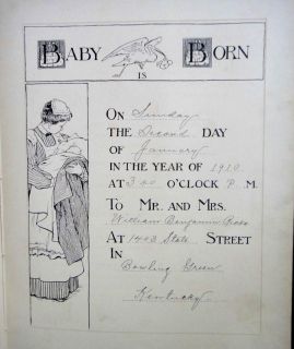 1910 Antique Mary Eliz Ricks Baby Book Bowling Green KY