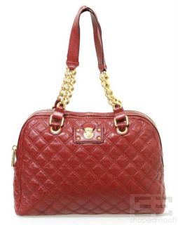   Jacobs Dark Red Quilted Leather Karlie Chain Strap Bowler Bag