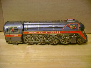 Vintage Tin Litho Overland Express Bump Go Train Toy Modern Toys Japan 