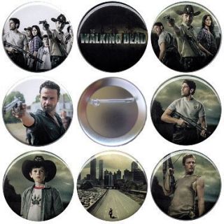 The Walking Dead S1 Set of 8 Pinback Buttons Badges Zombie Show Pins 