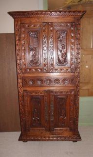description french breton cabinet in oak 19th century excellent carved 