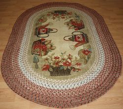 NEW Traditions FLOWER Basket Pot Garden 4x6 Braided Rug $240 Country