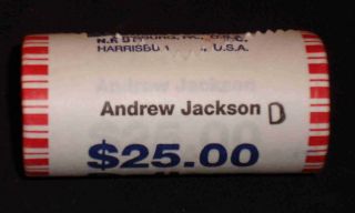 2008 Andrew Jackson Dollar Roll D Mint 25 Coins Next Day Shipping 