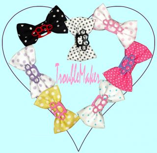 Retro Brass Knuckles Hair Bow   Rockabilly Pyschobilly Punk Pinup Many 