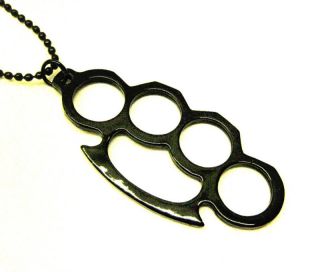 Black Brass Knuckle Duster Chain Necklace