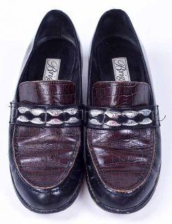 authentic brighton black brown croc leather loafer shoes adult size us 