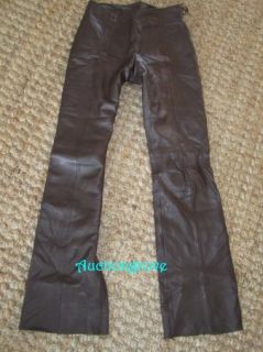 Cache Brown Motorcycle Lambskin Leather Pants 2 Fall