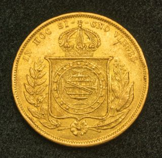 1880 Brazil Pedro II Heavy Gold 10 000 Reis Coin 8 95gm
