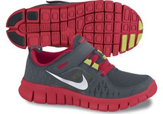 Nike Free Run 3 PSV Kids Running Shoes Red Grey Silver 512166 003 